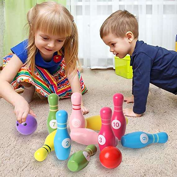Kids Colorful Wooden  Bowling Set
