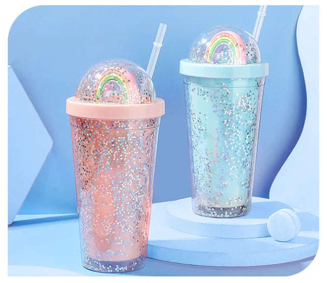 500ml  Water Bottles with Straw