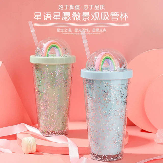 500ml  Water Bottles with Straw