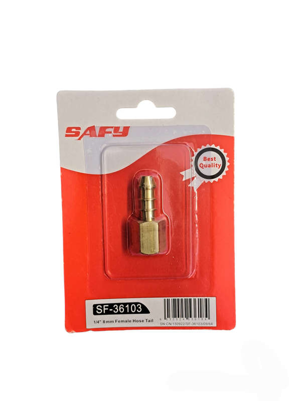 Gas adapter female  hose tail 1/4" 8mm