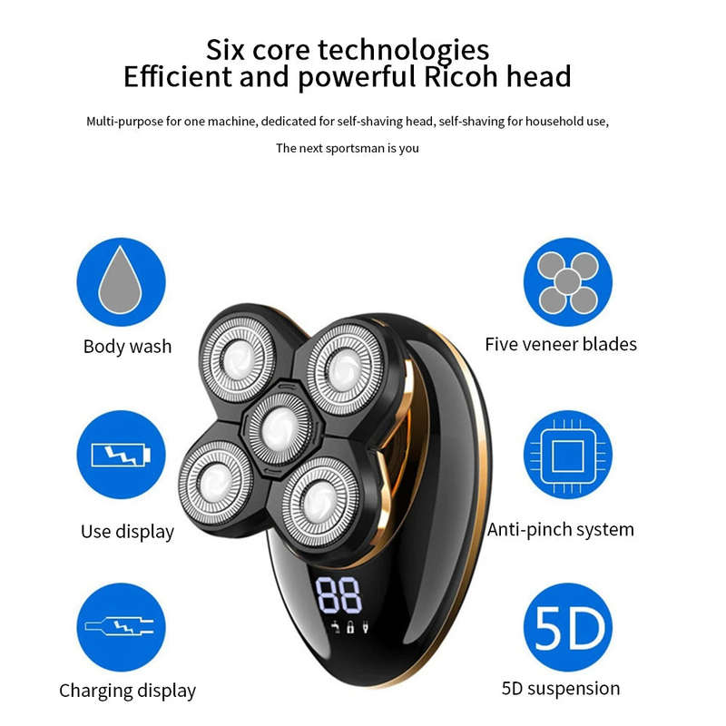 Portable Rotary Electric Shaver Wet and Dry Hair Rechargeable Clipper