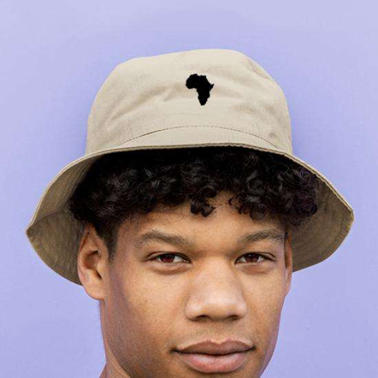Bucket Hat- Africa Map  Black Print - Black
