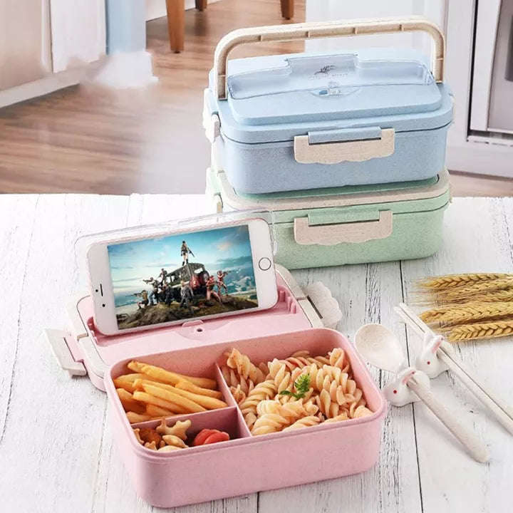 Microwavable Lunch Box Container with Plastic Cutlery