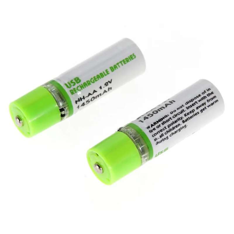 USB Rechargeable AA Batteries 1450Mah x2