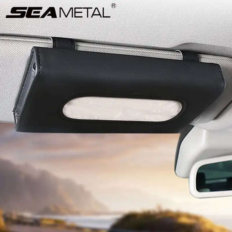 Car Tissue Box PU Leather Auto Sun Visor Paper Holder