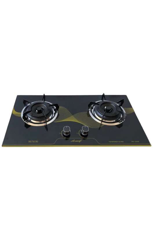 ARUIF Two-Burner Auto-Ignition Tempered Glass Panel Gas Stove + Free Hose, Battery & Regulator Mo...