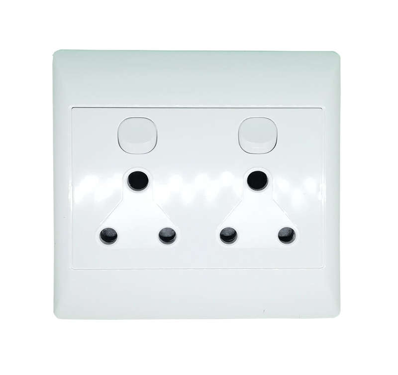 Wall Plug Double 4x4 Switched 16amp