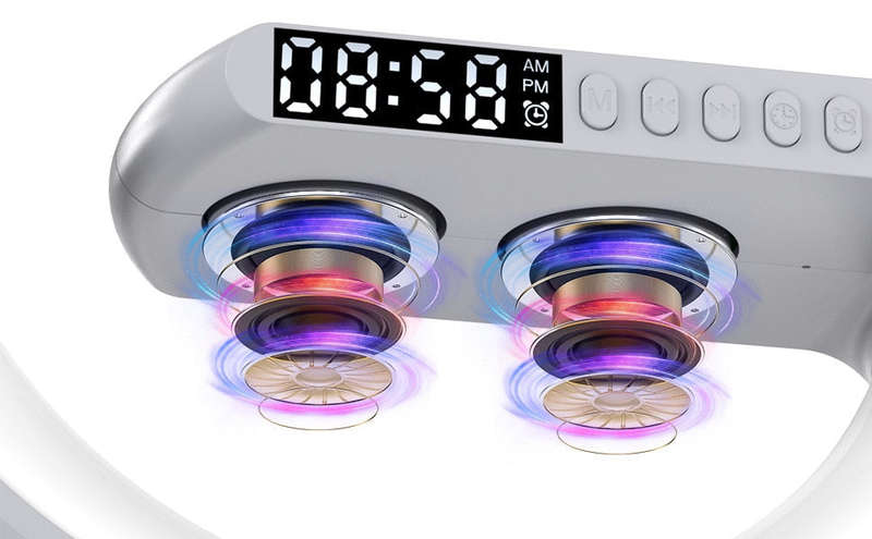 LED Night Light RGB Atmosphere Desk Lamp Multifunctional Wireless Charger Alarm Clock Speaker APP...