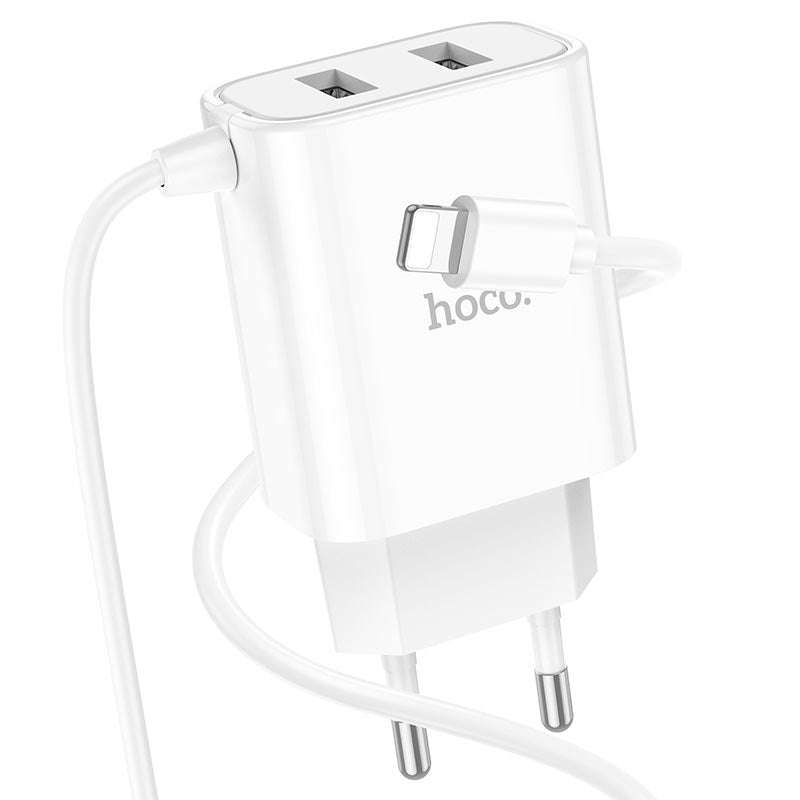 Wall charger C103A Courser EU dual-port with built-in cable