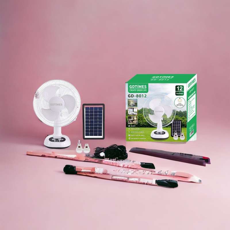 Solar Recharging Fan 12 Inc Light
