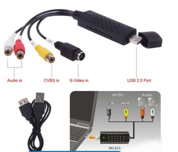 USB 2.0 Easy Cap TV DVD VHS Audio Video Capture Adapter Converter