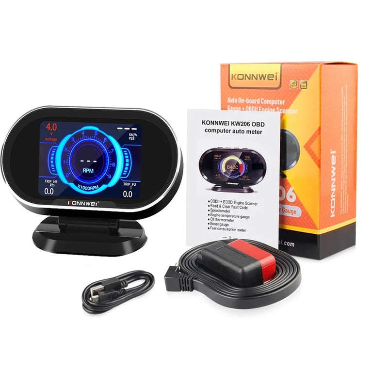 KONNWEI KW206 Auto On-board Computer Gauge + OBD2 Engine Scanner