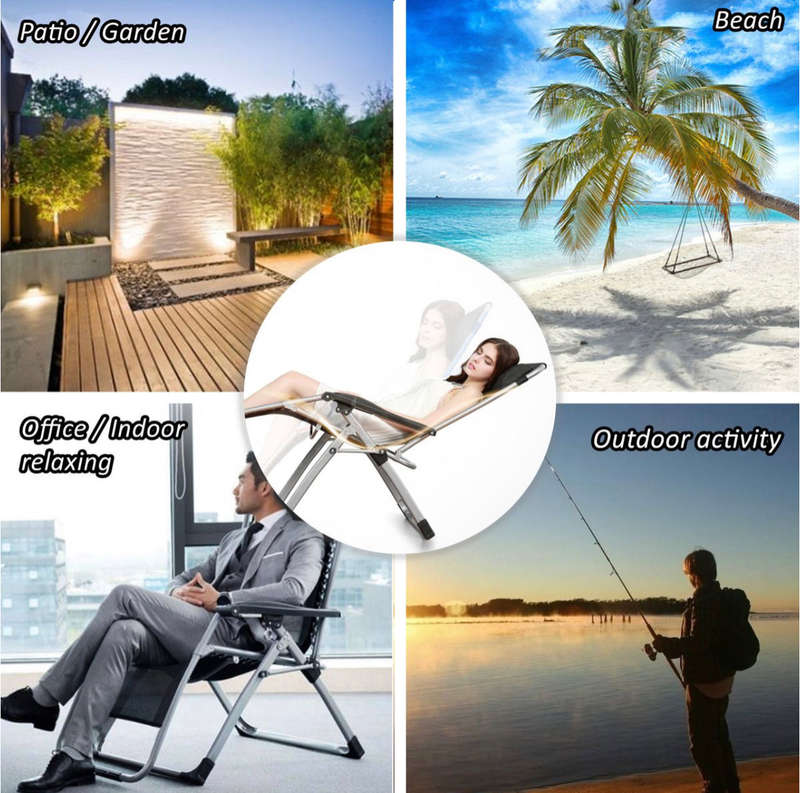 Folding Recliner Lounger Chairs With Detachable Cushion - Set of 2