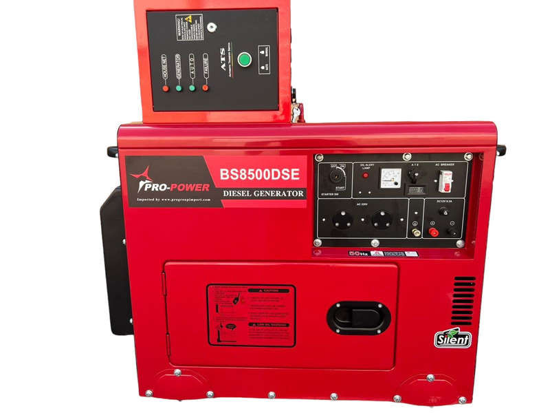 Diesel Silent Generator 6.5Kw /8Kva 16lt Single Phase + Ats Panel