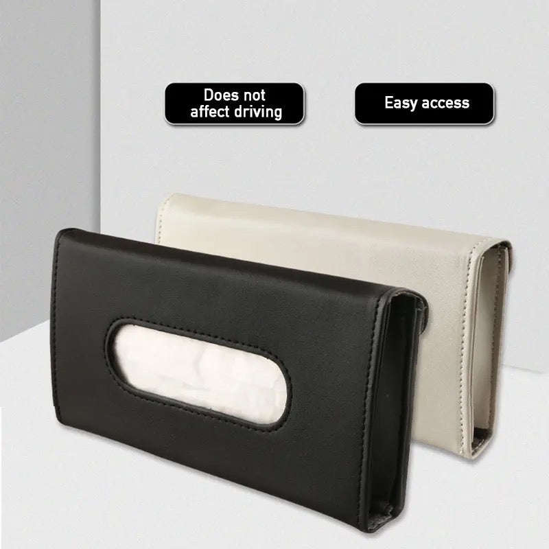 Car Tissue Box PU Leather Auto Sun Visor Paper Holder
