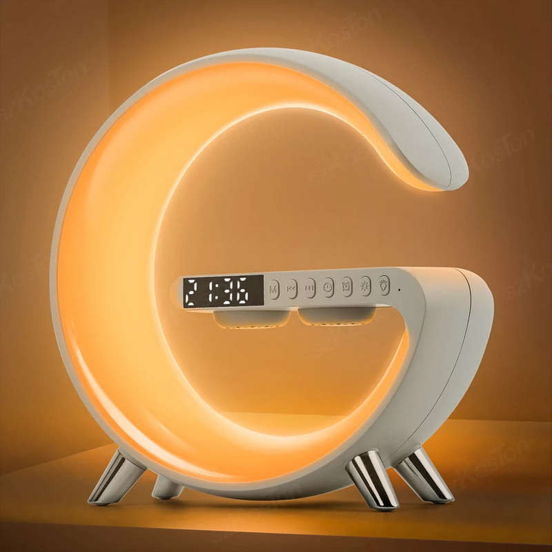 LED Night Light RGB Atmosphere Desk Lamp Multifunctional Wireless Charger Alarm Clock Speaker APP...