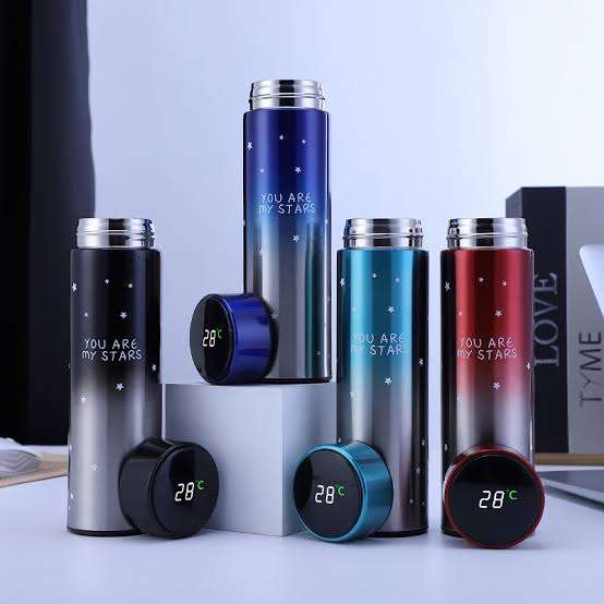 Smart Flask with LED Temperature Display Indicator with Double Wall Insulated Stainless Steel Hot...