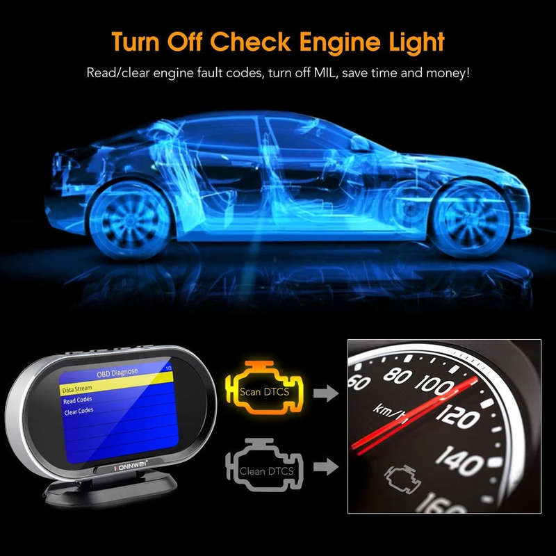 KONNWEI KW206 Auto On-board Computer Gauge + OBD2 Engine Scanner