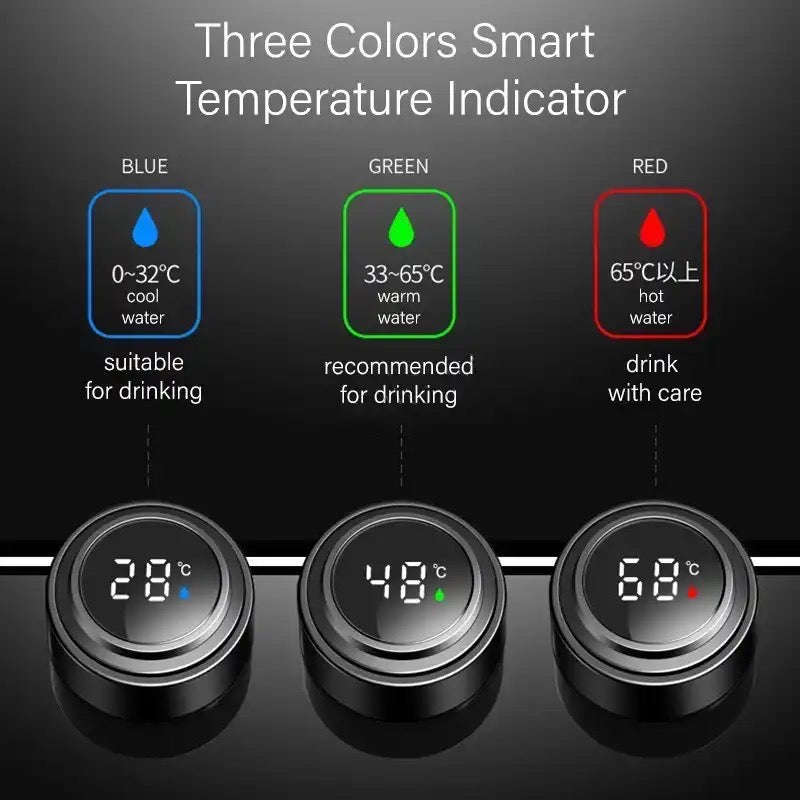 Smart Flask with LED Temperature Display Indicator with Double Wall Insulated Stainless Steel Hot...