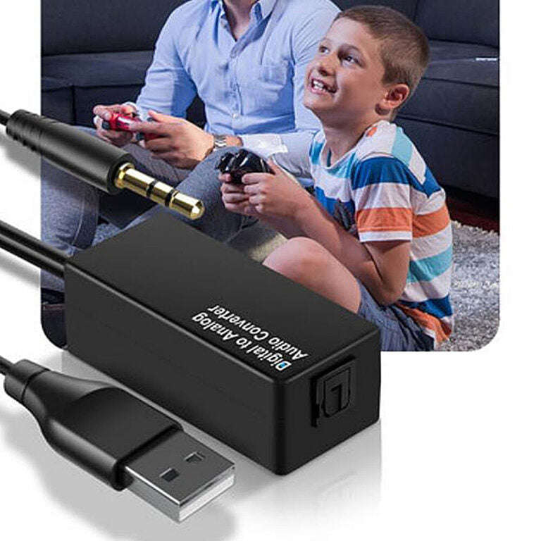 Audio Stereo DAC Digital to Analog Optical Fiber Converter USB Decoder Adapter 3.5mm Jack