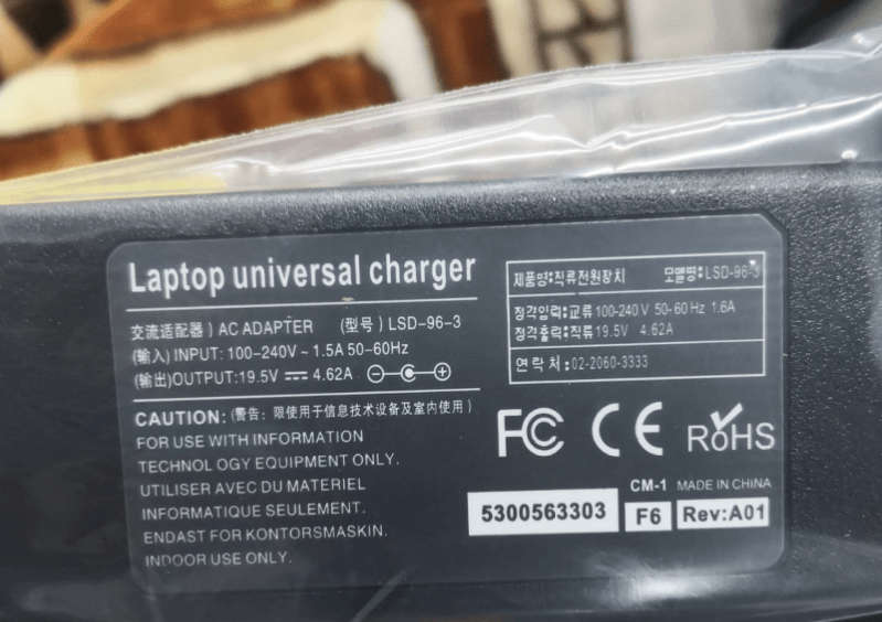 Laptop Charger For HP 19.5V 3.34A Blue Pin Size 4.5×3.0mm
