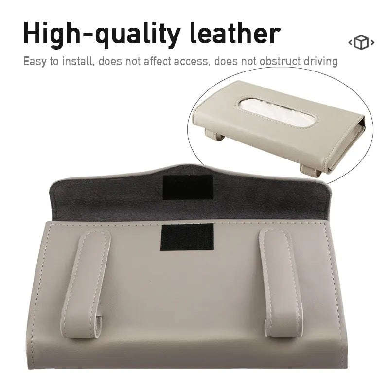 Car Tissue Box PU Leather Auto Sun Visor Paper Holder