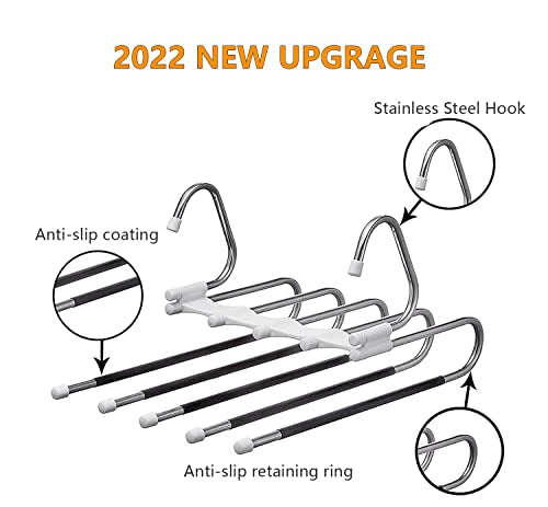 Steel Clothes Pants Hangers Anti-Slip Design,Clothes Closet Storage Organizer for Pants Jeans ...