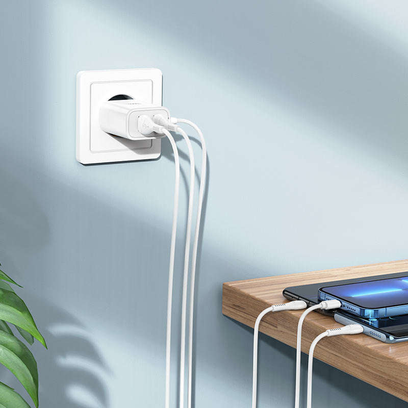 Wall charger C103A Courser EU dual-port with built-in cable