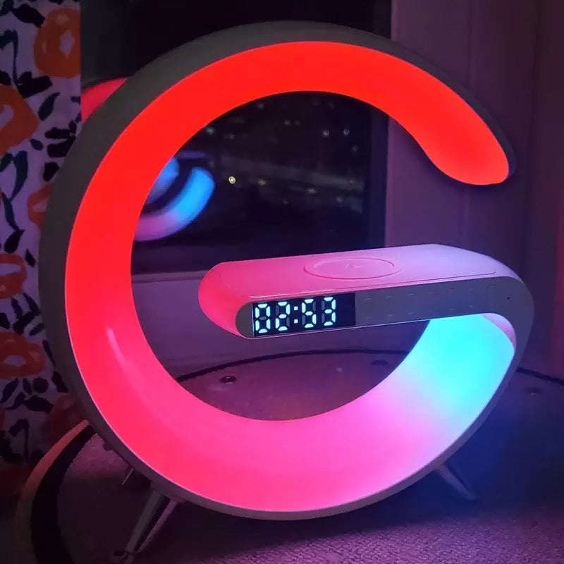 LED Night Light RGB Atmosphere Desk Lamp Multifunctional Wireless Charger Alarm Clock Speaker APP...