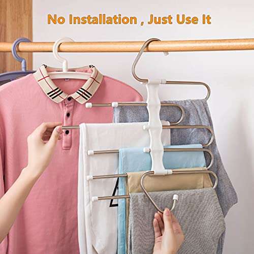 Steel Clothes Pants Hangers Anti-Slip Design,Clothes Closet Storage Organizer for Pants Jeans ...