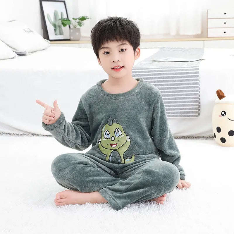 New Winter Coral Fleece Kids pijamas Homewear Children Fleece Pajamas Warm Flannel Sleepwear Girl...