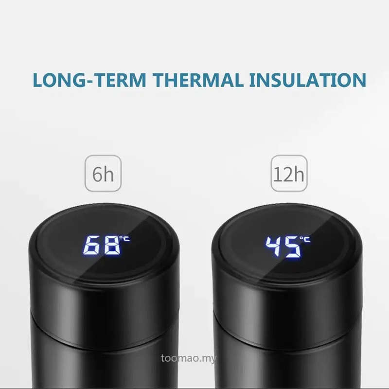 Smart Flask with LED Temperature Display Indicator with Double Wall Insulated Stainless Steel Hot...