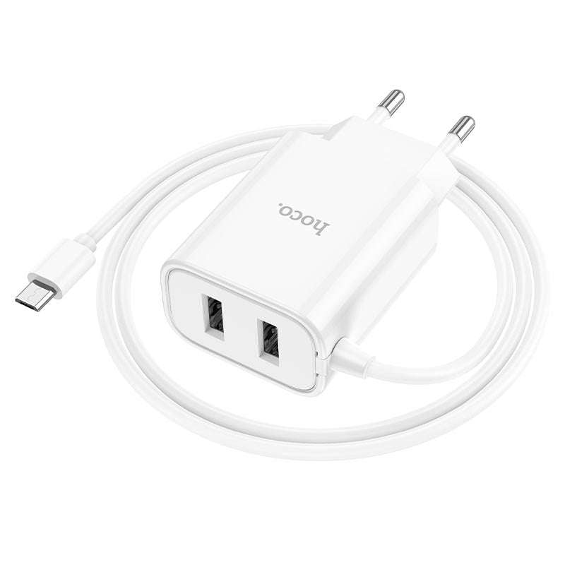Wall charger C103A Courser EU dual-port with built-in cable