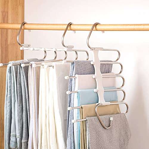 Steel Clothes Pants Hangers Anti-Slip Design,Clothes Closet Storage Organizer for Pants Jeans ...