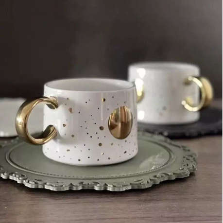 Ceramic Mug Golden Moon And Sun Design
