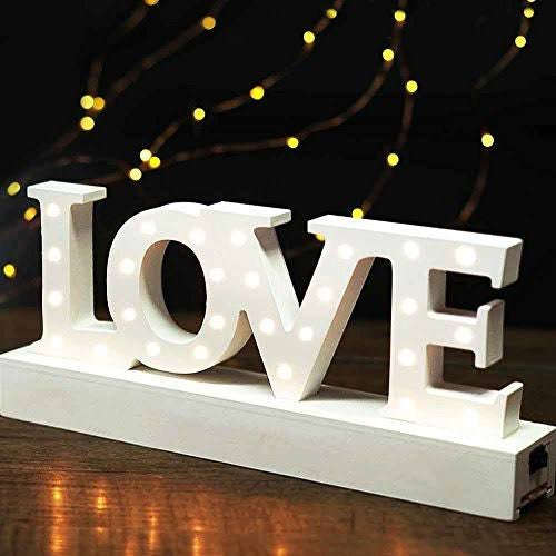 LED Love Sign Illuminated