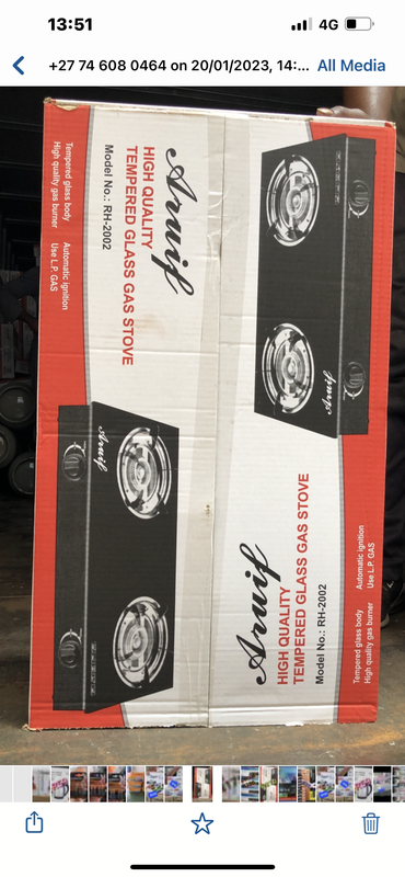 ARUIF 2 BURNER TEMPERED  GLASS GAS STOVE RH-2002