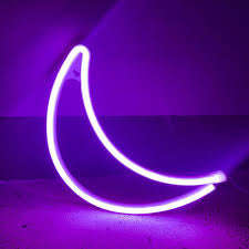 Cresent Moon Neon Sign Lamp 19cm x 2.3cm x 30.8cm Pink, Blue, Warm White USB & Battery Operated