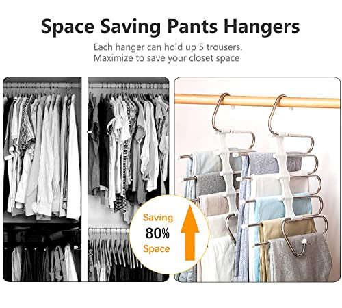 Steel Clothes Pants Hangers Anti-Slip Design,Clothes Closet Storage Organizer for Pants Jeans ...