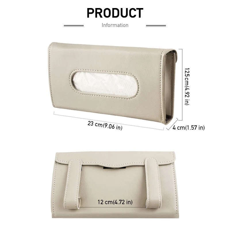 Car Tissue Box PU Leather Auto Sun Visor Paper Holder