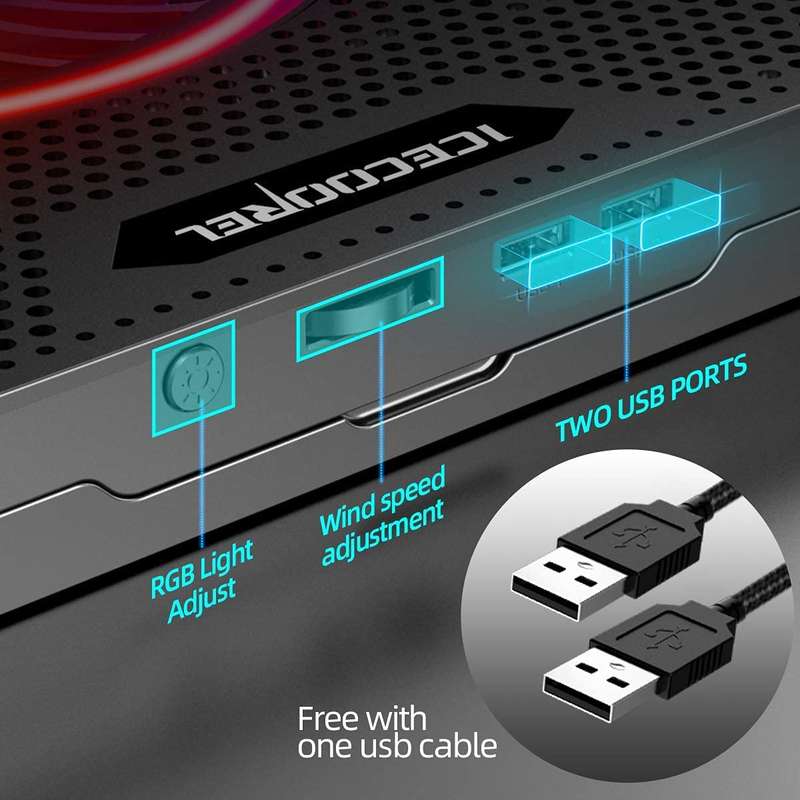 ICE-COOREL Laptop Cooling Pad Five Turbine Fans