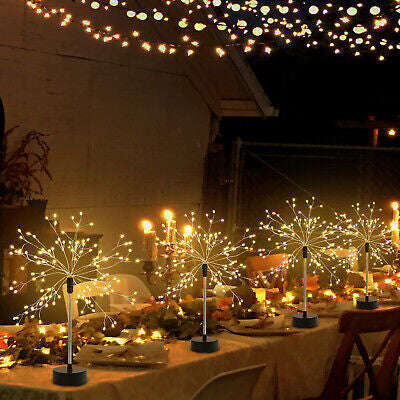 8 Modes LED Firework Starburst Table Lights Dimmable Lamp Remote Control Decor