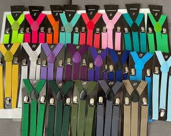 Elastic Leather Suspenders Men 3 Clips Vintage Men's Women Suspender Trousers