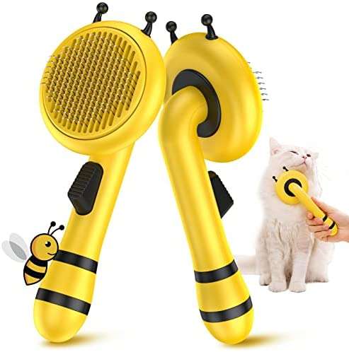 Pet Grooming Brush, Cute Bee Design And Soft Ergonomic Handle, Pet Comb For Cats & Dogs,pet Clean...