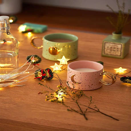 Ceramic Mug Golden Moon And Sun Design