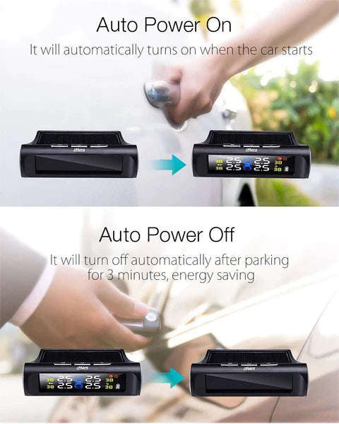 TPMS Solar Power Tire Pressure Monitor System Universal Tester Wireless LCD Display with 4 External