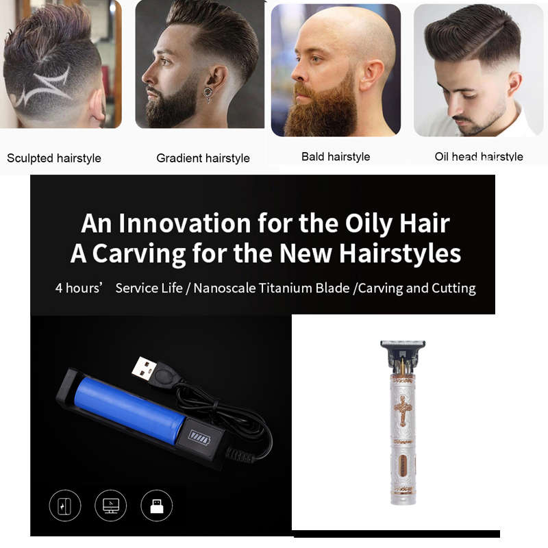 USB Rechargeable Professional Electric Hair Clipper Trimmer Kit