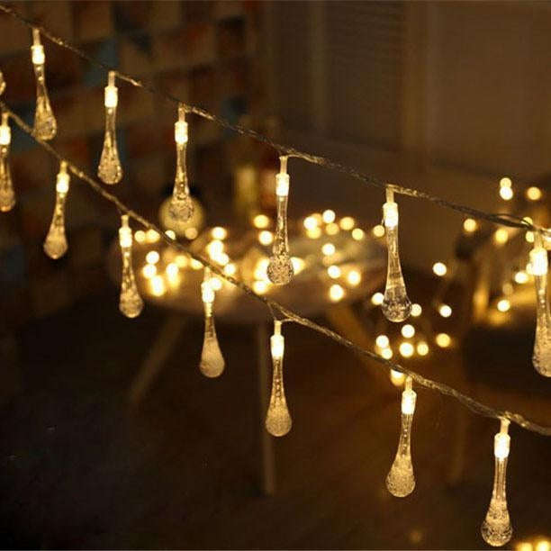 String Solar Lights 30LED Raindrop - Warm White