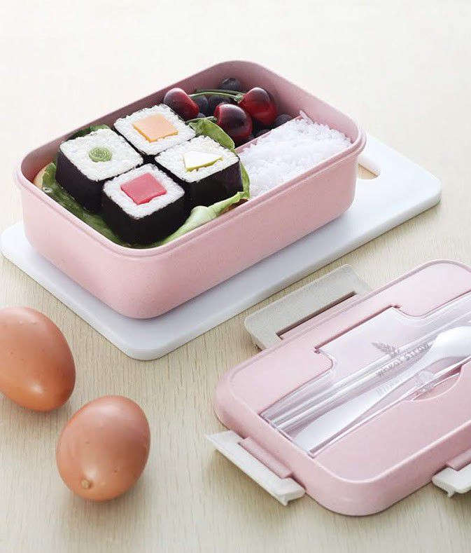 Microwavable Lunch Box Container with Plastic Cutlery