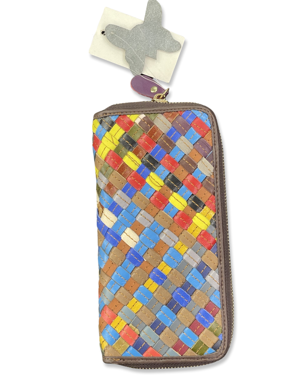 Woven Colourful Leather Wallet